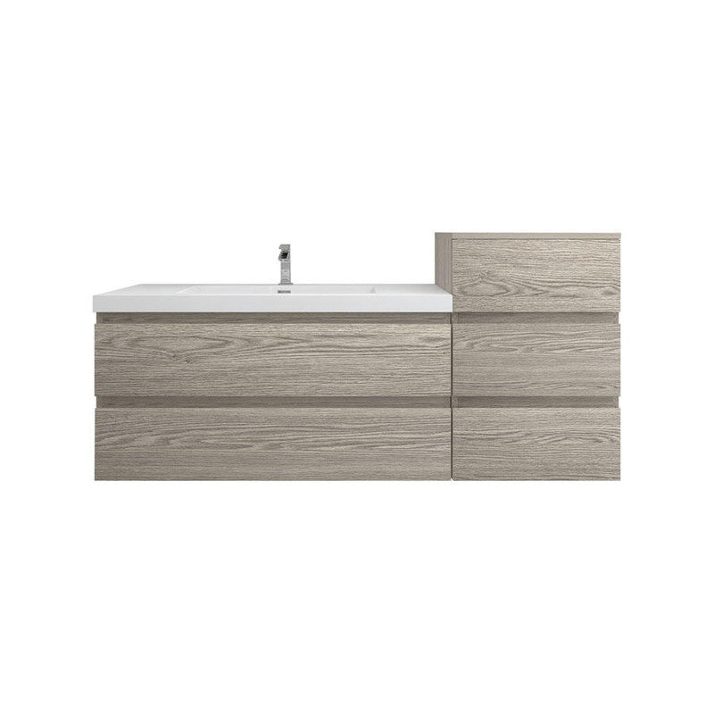 Bow 62" Wall Mounted Bathroom Vanity with Reinforced Acrylic Sink with Linen Cabinet