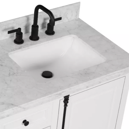 Icon 60" Freestanding Bathroom Vanity with Natural Carrara Marble Top