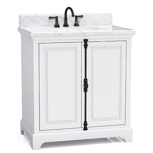 Icon 30" Freestanding Bathroom Vanity with Natural Carrara Marble Top