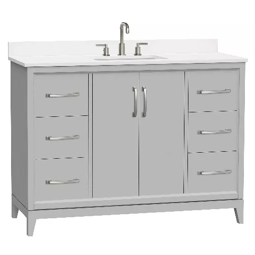 Luton 48" Freestanding Bathroom Vanity with White Quartz Top