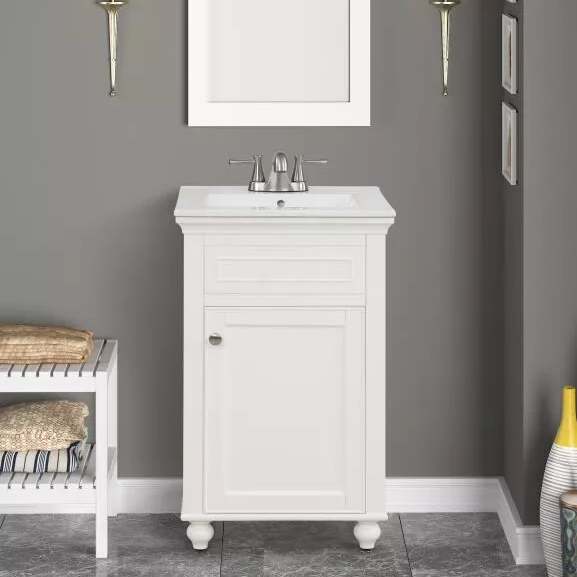 Mini 20" Freestanding Bathroom Vanity with Porcelain Integrated Sink Top