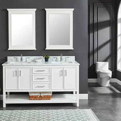 Manhattan 60" Freestanding Bathroom Vanity with Natural Carrara Marble Top