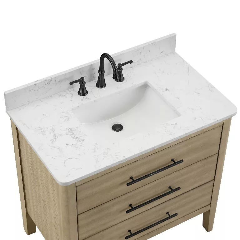 Safford 36" Freestanding Bathroom Vanity with Carrara Engineered Stone Top