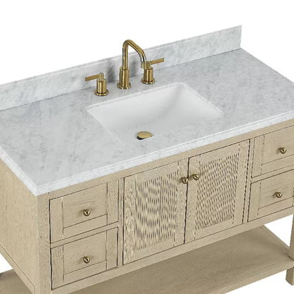 Salem 48" Freestanding Bathroom Vanity with Natural Carrara Marble Top