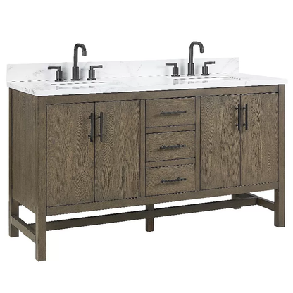 Solon 60" Freestanding Bathroom Vanity with Calcatta Sintered Stone Top