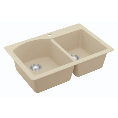 Stonera 32" Quartz Composite Top Mount Double Basin Kitchen Sink