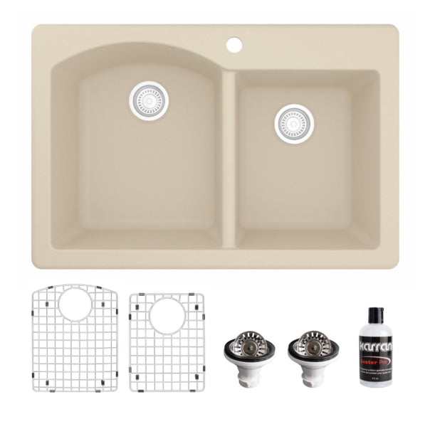 Stonera 32" Quartz Composite Top Mount Double Basin Kitchen Sink