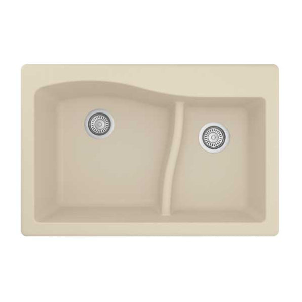 Lithoscape 32" Quartz Composite Top Mount Double Basin Kitchen Sink