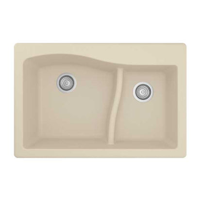 Lithoscape 32" Quartz Composite Top Mount Double Basin Kitchen Sink