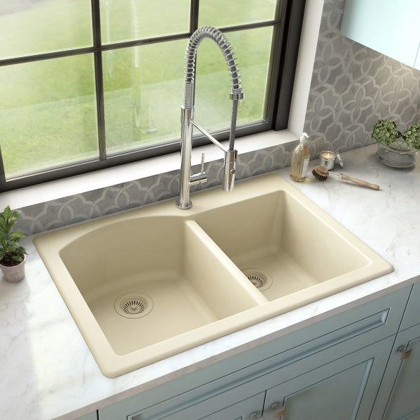 Stonera 32" Quartz Composite Top Mount Double Basin Kitchen Sink