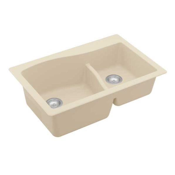 Lithoscape 32" Quartz Composite Top Mount Double Basin Kitchen Sink