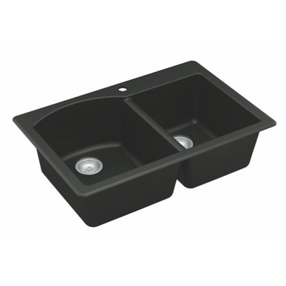 Stonera 32" Quartz Composite Top Mount Double Basin Kitchen Sink