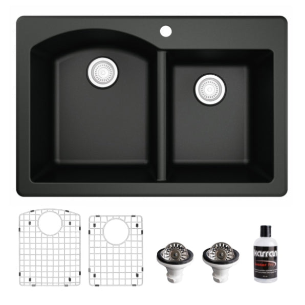 Stonera 32" Quartz Composite Top Mount Double Basin Kitchen Sink