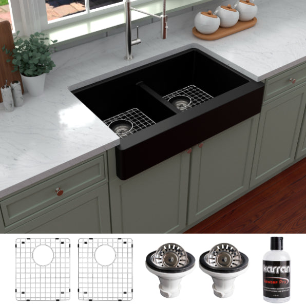 Petrodust 34" Quartz Composite Retrofit Apron / Farmhouse Kitchen Sink