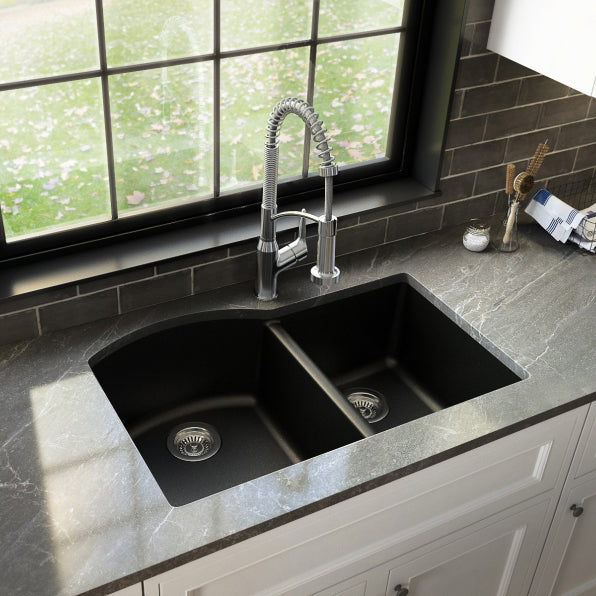 Stonera 32" Quartz Composite Undermount Double Basin Kitchen Sink