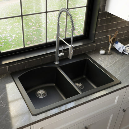 Stonera 32" Quartz Composite Top Mount Double Basin Kitchen Sink