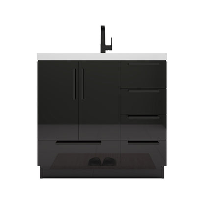 Carla 36" Freestanding Bathroom Vanity with Reinforced Acrylic Integrated Sink Top