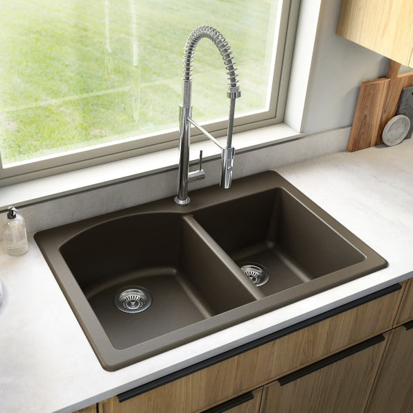 Stonera 32" Quartz Composite Top Mount Double Basin Kitchen Sink