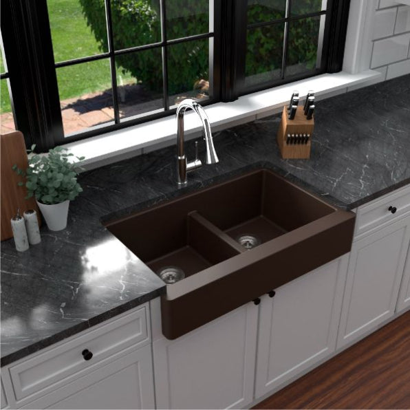 Petrodust 34" Quartz Composite Retrofit Apron / Farmhouse Kitchen Sink