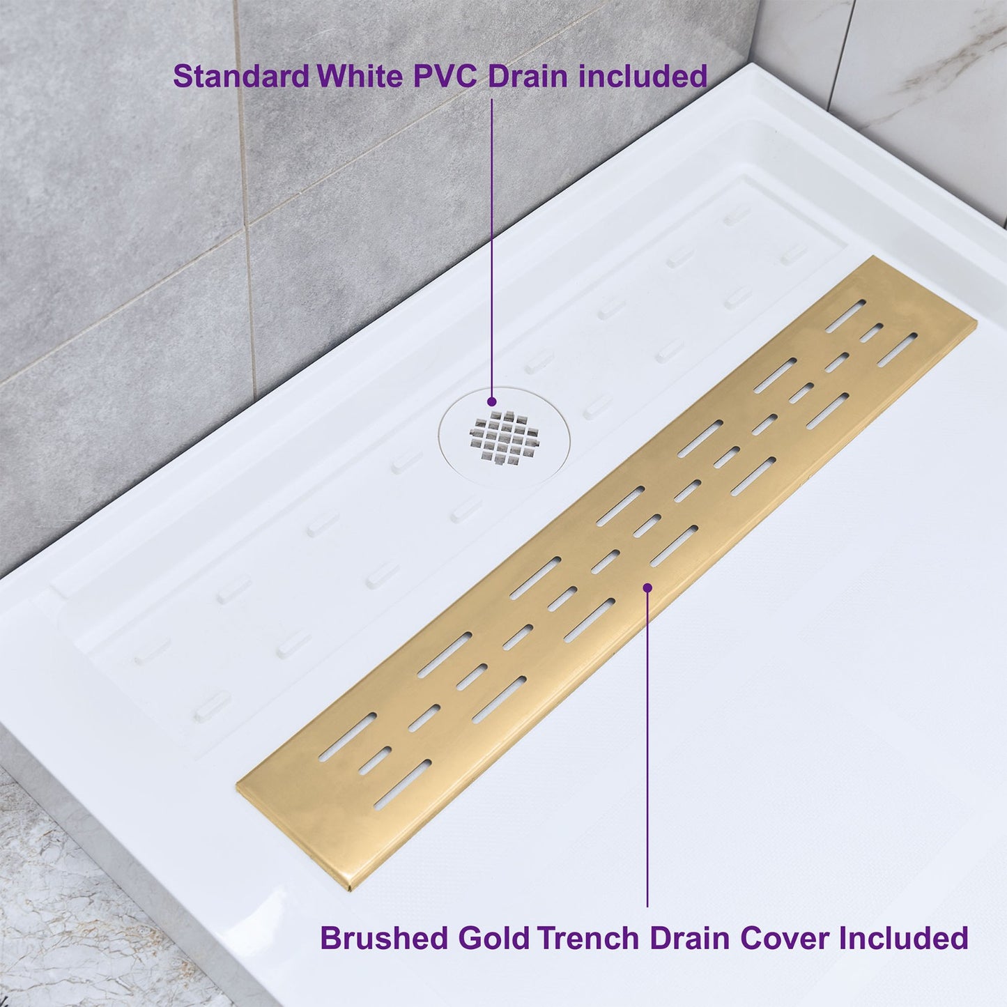 Offset Solid Surface Shower Base Pan