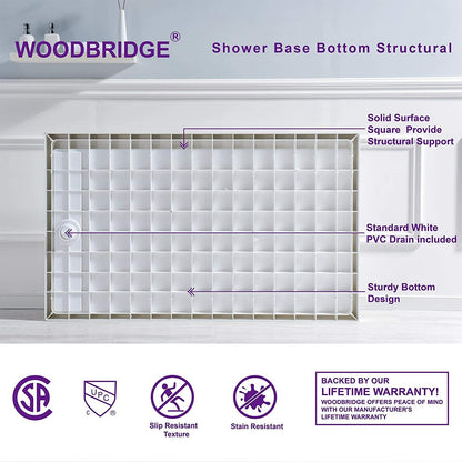 Offset Solid Surface Shower Base Pan