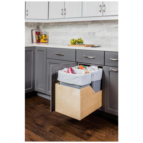 Valo Wood Bottom-Mount Soft-close Trashcan Rollout for Hinged Doors