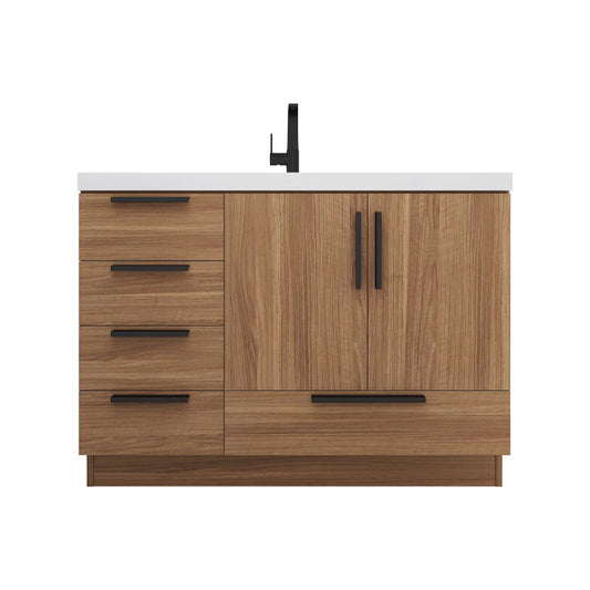 Carla 48" Freestanding Bathroom Vanity with Reinforced Acrylic Integrated Sink Top