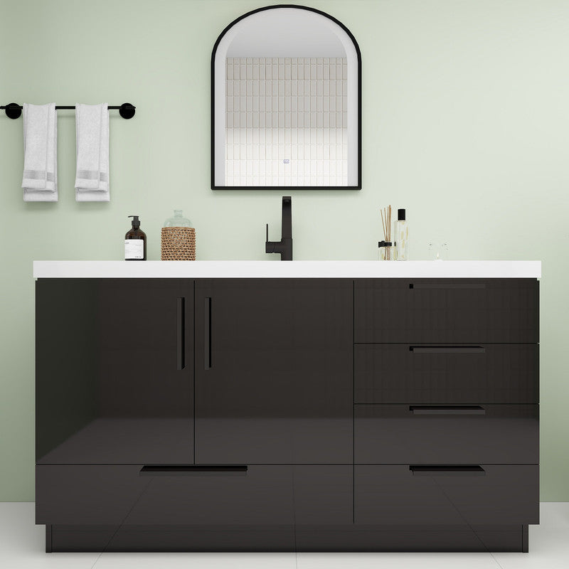 Carla 60" Freestanding Bathroom Vanity with Acrylic Sink Top