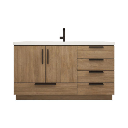 Carla 60" Freestanding Bathroom Vanity with Reinforced Acrylic Integrated Sink Top