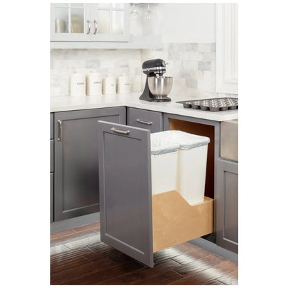 Hazel Wood Bottom-Mount Soft-close Trashcan Rollout for Door Mounting