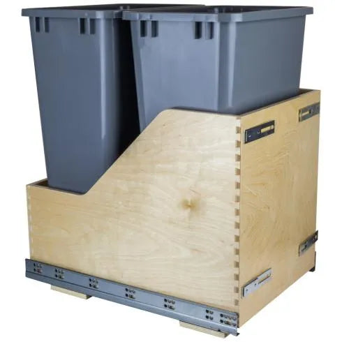 Hazel Wood Bottom-Mount Soft-close Trashcan Rollout for Door Mounting