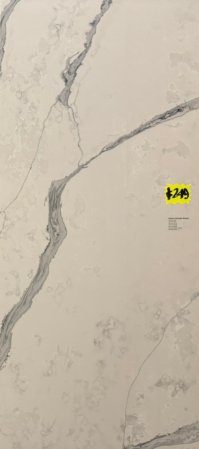 [CLEARANCE] Ashen Cascade Quartz Slab