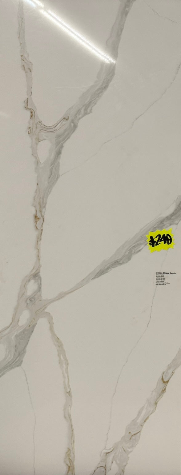 [CLEARANCE] Golden Mirage Quartz Slab
