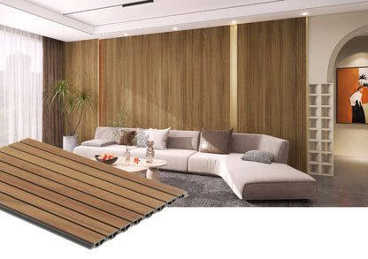 Two-Tone Flat Slatted WPC Interior Decorative Wall Panel