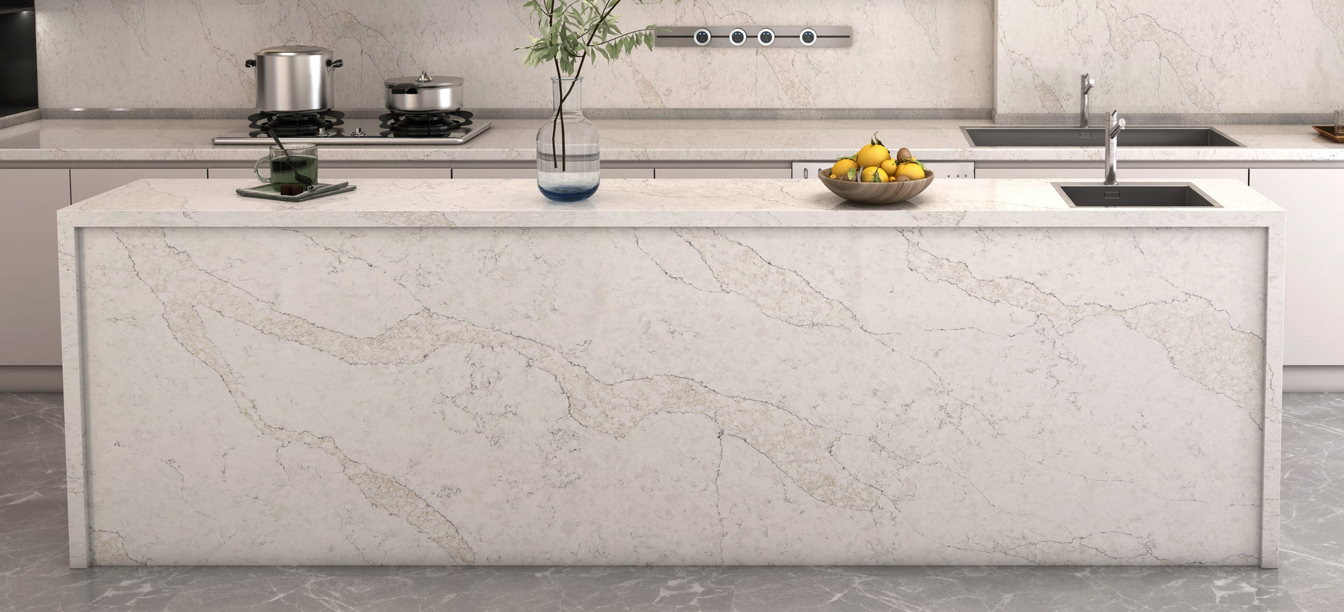 Calacatas Pietra Quartz Slab - Main Image