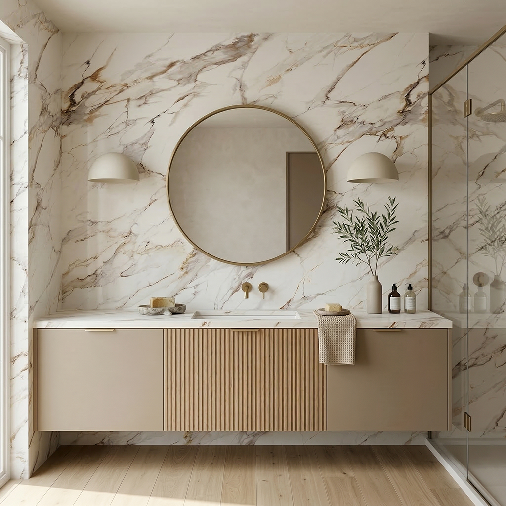 Caramel Cloud Printed Surface Quartz Slab
