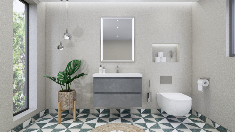 Bohemia Lina 36" Wall Mounted Bathroom Vanity with Reinforced Acrylic Integrated Sink Top