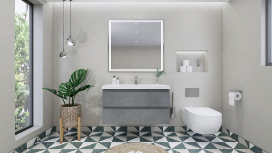 Bohemia Lina 42" Wall Mounted Bathroom Vanity with Reinforced Acrylic Integrated Sink Top