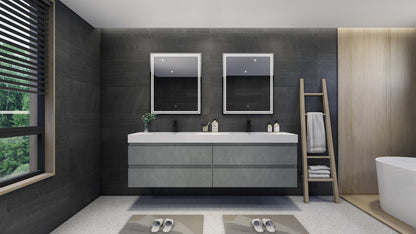 Fortune 84" Wall Mounted Bathroom Vanity with Reinforced Acrylic Integrated Sink Top