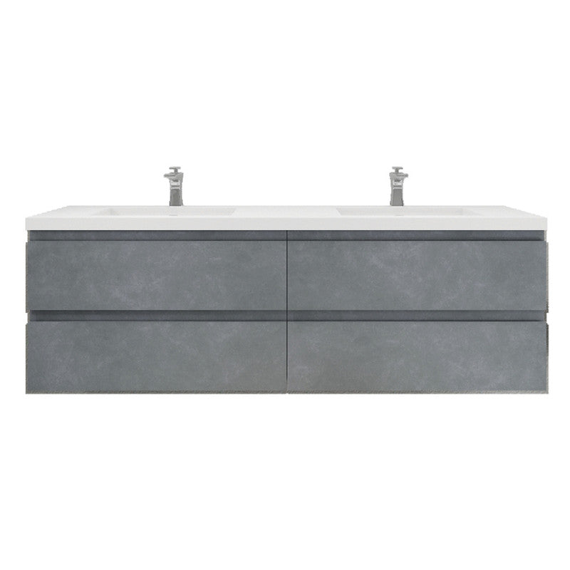 Bohemia Lina 72" Wall Mounted Bathroom Vanity with Reinforced Acrylic Integrated Sink Top