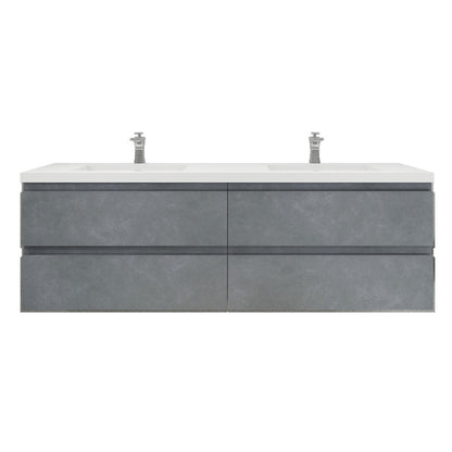 Bohemia Lina 72" Wall Mounted Bathroom Vanity with Reinforced Acrylic Integrated Sink Top