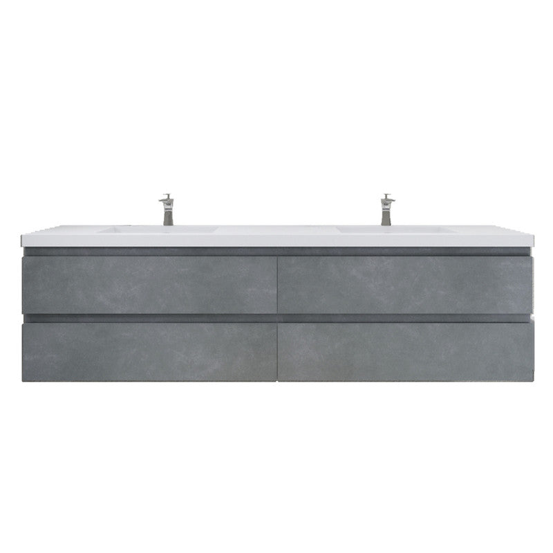 Bohemia Lina 84" Wall Mounted Bathroom Vanity with Reinforced Acrylic Integrated Sink Top