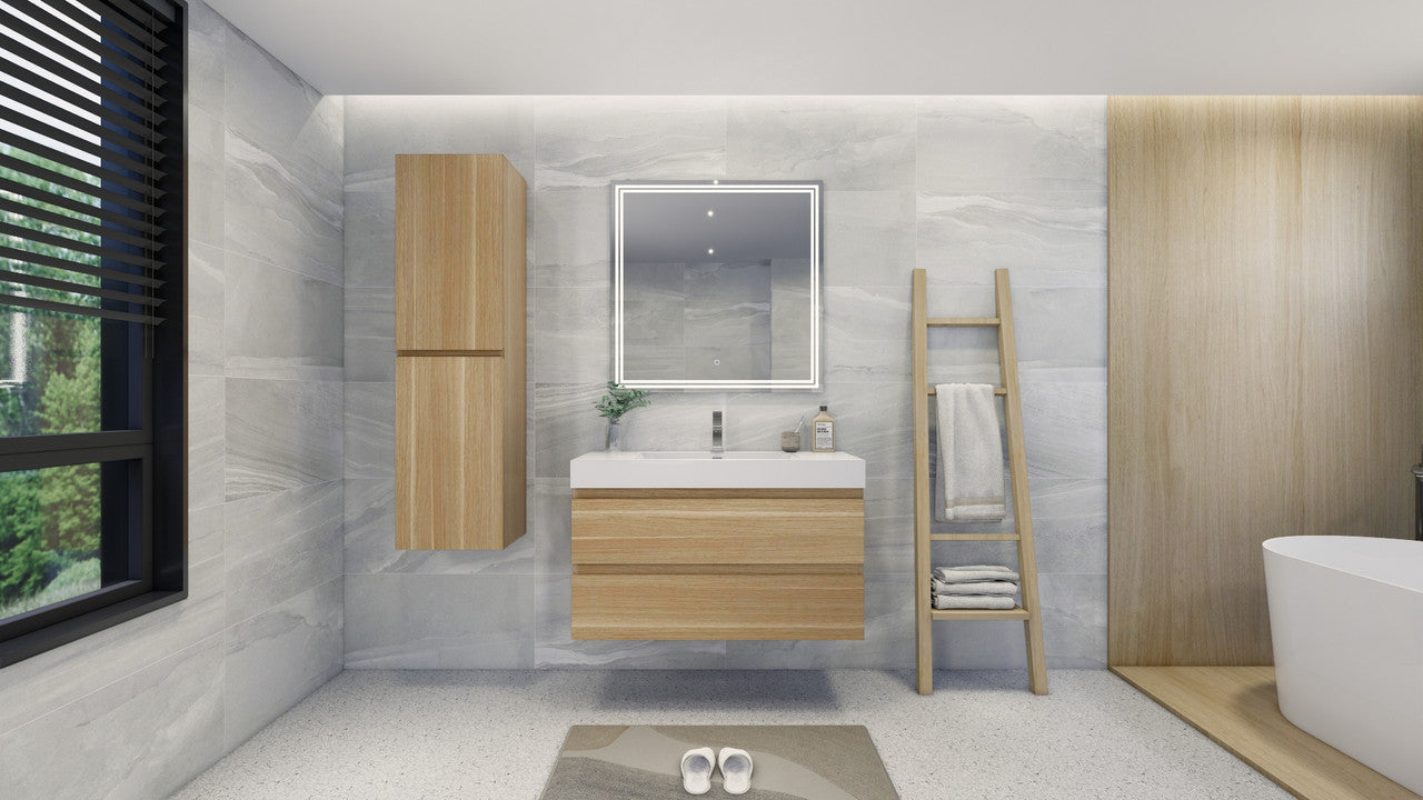 Fortune 42" Wall Mounted Bathroom Vanity with Reinforced Acrylic Integrated Sink Top