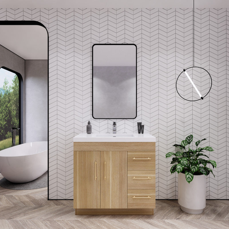 Elsa 36" Freestanding Bathroom Vanity with Reinforced Acrylic Integrated Sink Top