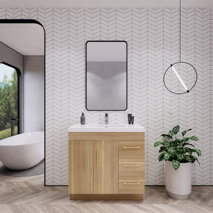 Elsa 36" Freestanding Bathroom Vanity with Reinforced Acrylic Integrated Sink Top