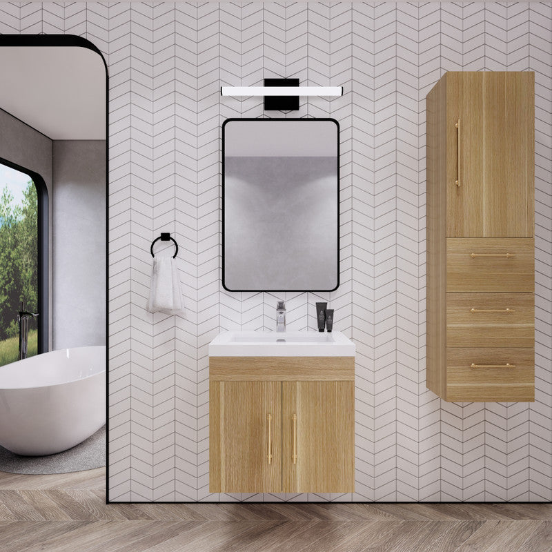 Elsa 24" Wall Mounted Bathroom Vanity with Reinforced Acrylic Integrated Sink Top