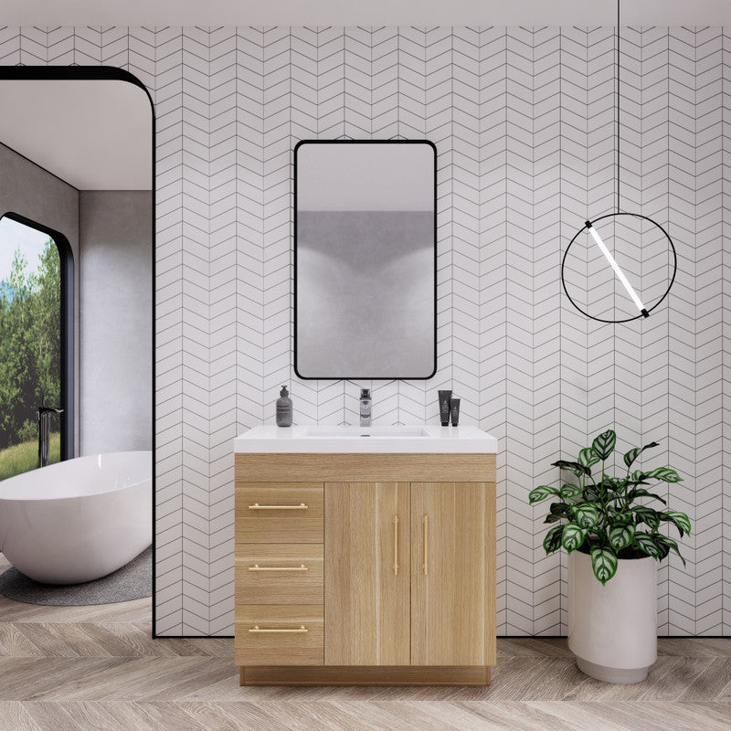 Elsa 36" Freestanding Bathroom Vanity with Reinforced Acrylic Integrated Sink Top