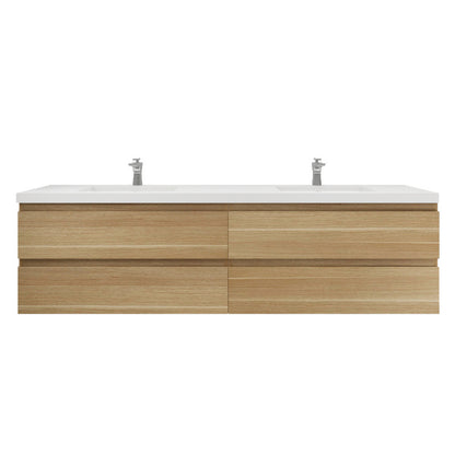 Bohemia Lina 84" Wall Mounted Bathroom Vanity with Reinforced Acrylic Integrated Sink Top
