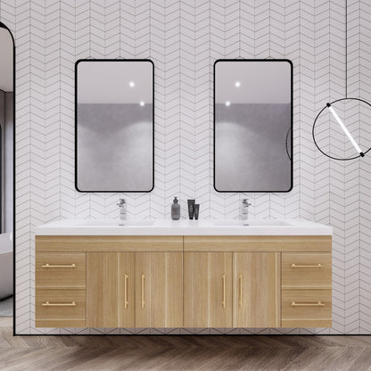 Elsa 72" Wall Mounted Bathroom Vanity with Reinforced Acrylic Integrated Sink Top