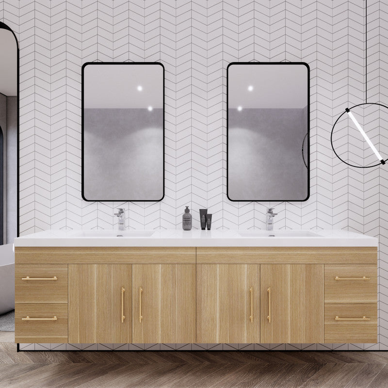 Elsa 84" Wall Mounted Bathroom Vanity with Reinforced Acrylic Integrated Sink Top